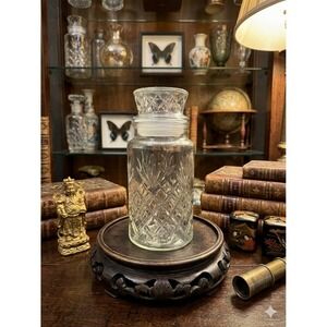 Vintage Planters Peanuts Glass Jar Mr Peanut Embossed Bottom Diamond Pattern Lid